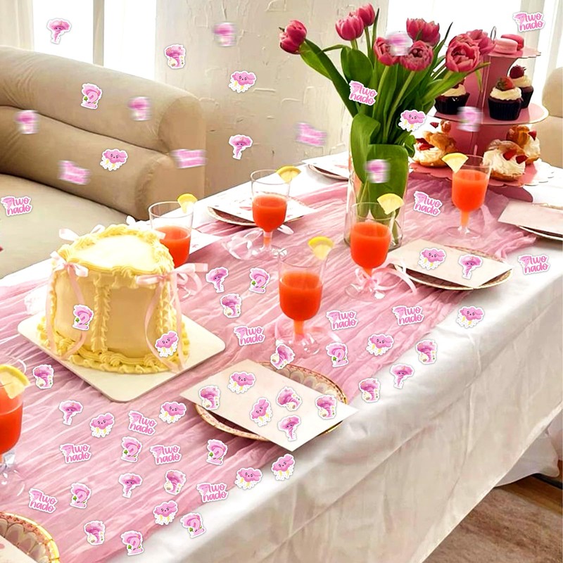 Sursurprise Two Nado Birthday Party Decorations for Girls, 200Pcs Pink