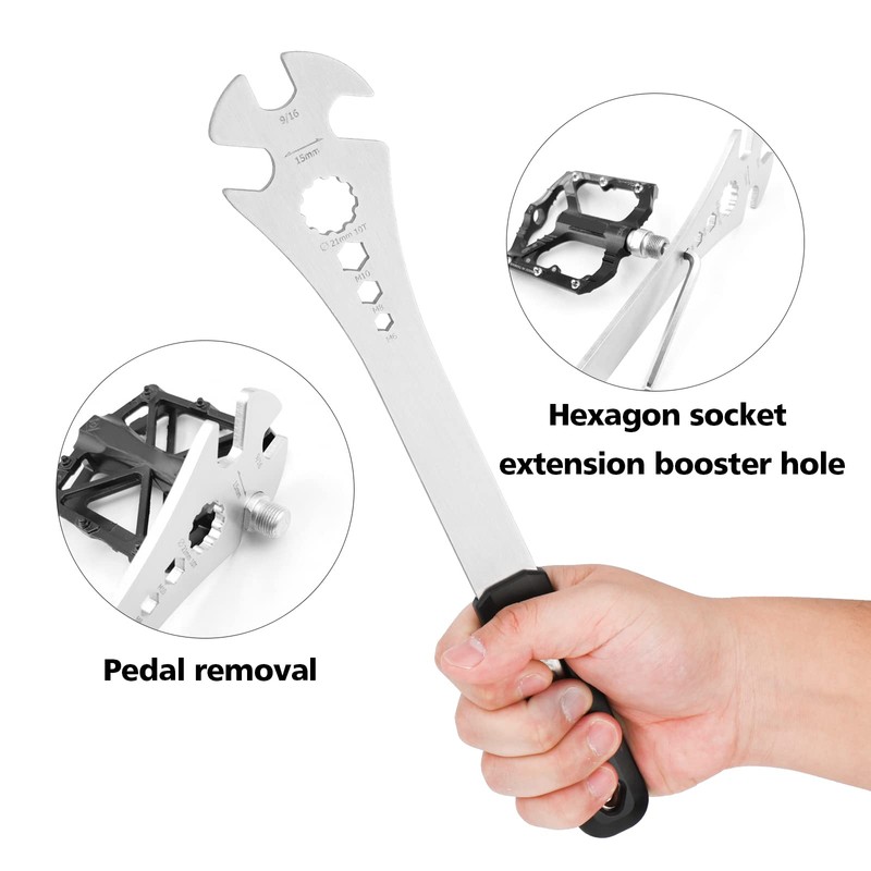 Oumers Bike Pedal Wrench, Bicycle Pedal Removal Spanner with Extra