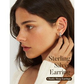 FIOROYAL Hoop Earrings 925 Silver - Earrings Silver 925 Hoop Earrings for Women Girls Hypoallergenic Small Hoop Earrings Golden Earrings Lightweight Wide Earrings Hoop Earrings Gold/Silver, Copper, No