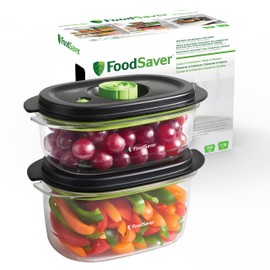FoodSaver FFC025X Preserve & Marinate Vacuum Container for Vacuum Sealer | Airtight BPA Free Food Containers | Leak-Proof | Dishwasher Safe | 700ml & 1.2L | Pack of 2