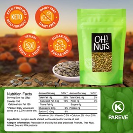 Oh! Nuts Pepitas Raw Unsalted Pumpkin Seeds | All-Natural Protein Power | Fresh, Healthy Keto Snacks | Resealable 5-Pound Bulk Bag | Unshelled Pepitas - Vegan & Gluten-Free Snacking