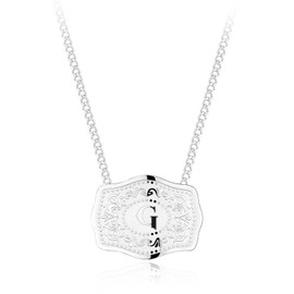 Holylegend Rhodium-Plated Initial Letter Pendant Necklace with Embossed Belt Buckle, Western Cowgirl Initial Necklace for Women, Buy 1 Get 9 Chains, Personalized Jewelry Gift for Women and Men