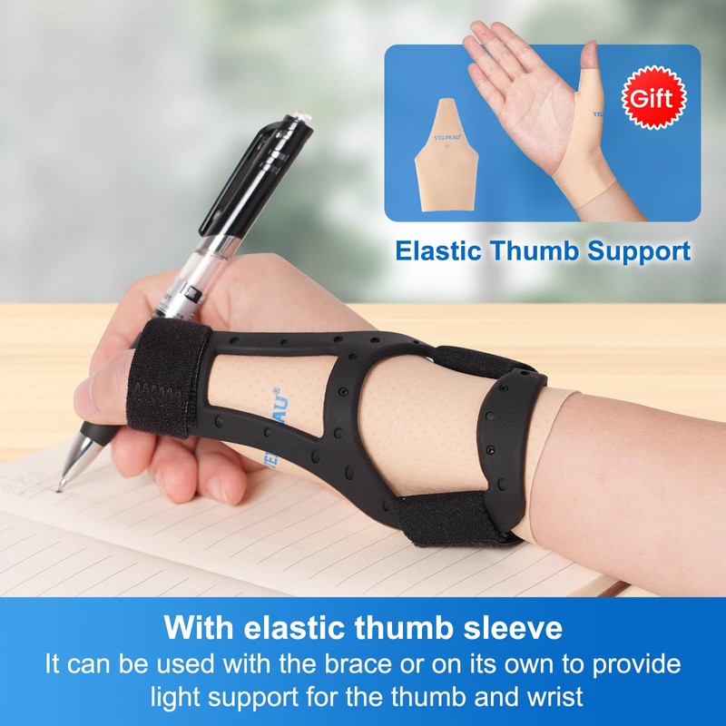 Velpeau Waterproof Thumb Brace for Arthritis Pain and Support, Semi-rigid