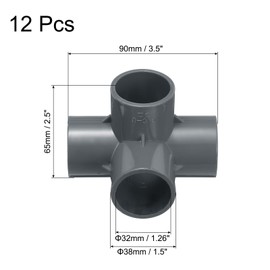 MECCANIXITY PVC Conduit Coupler Elbow Pipe Fittings 32mm 5-Way Elbow Corner Side Outlet Tees for Hose Electrical Conduit Gray Pack of 4