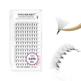 NAGARAKU Eyelash Extensions Premade Fans Eyelash Premade Volume Fan Eyelashes 120 Fans 10D 0.07D Curl 8-15 mm Mix Sharp Narrow Handle Cluster Thin Tip Base Russian Volume Fan