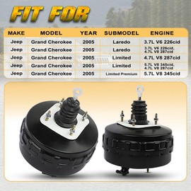 WildGear Vacuum Power Brake Booster Fit For Jeep Grand Cherokee 2005# 5143288AA; 54-71916