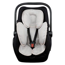 2-in-1 Baby Carseat Head Support, Infant Car Seat Insert for Newborn Girls Boys, Soft Baby Neck Support and Body Cushion for Car Seat, Stroller, Bouncer (Gray)