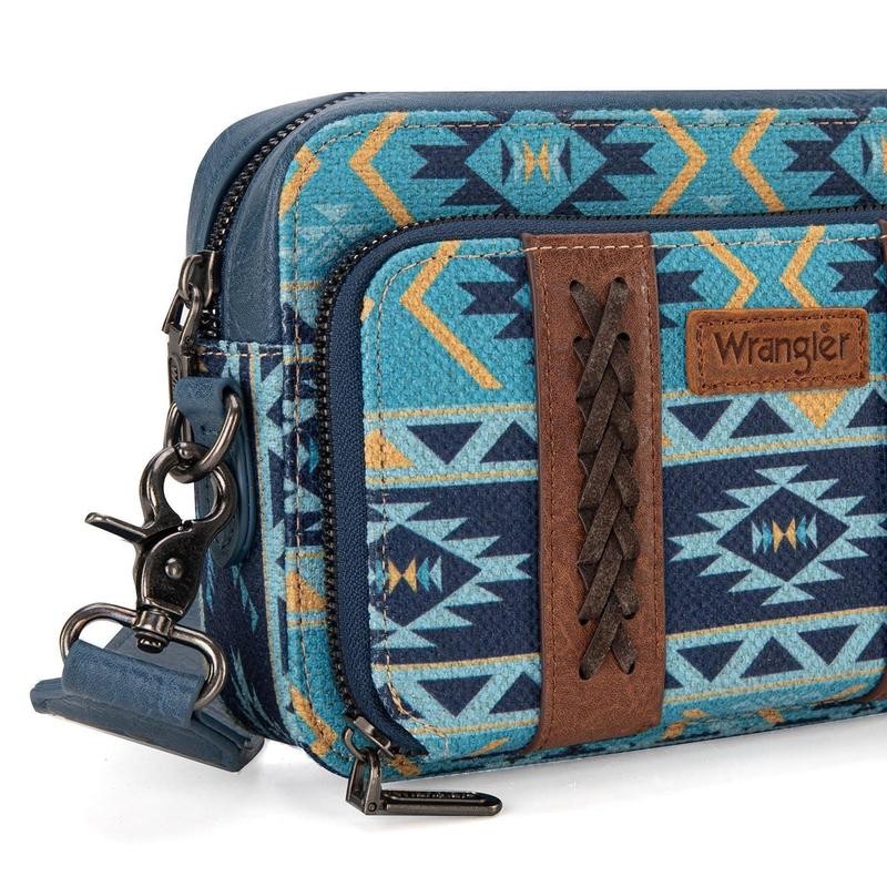 Wrangler Crossbody Bag for Women Boho Aztec Small Multi Pocket