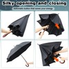 Silkfly 2 Pcs 48 Inch Auto Open Umbrella Wooden J