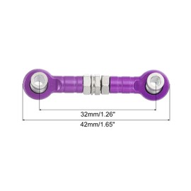 MECCANIXITY 1 Pcs Steering Servo Turnbuckle Rod RC Aluminum Alloy Linkages for HSP 1/10 94123 On-Road RC Car (Purple, 32mm)