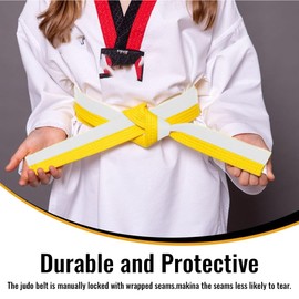 COYUN 1 x 180 cm White and Yellow Taekwondo Belt, Judo Belt, Judo Karate Belt, Martial Arts Karate, Judo Taekwondo Belts, Professional Karate Aikido Belt for Children, Adults, Martial Arts Belt