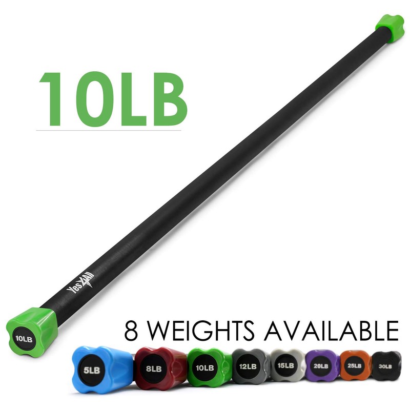 Yes4All Total Body Workout Weighted Pilates Bar, Body Bar For