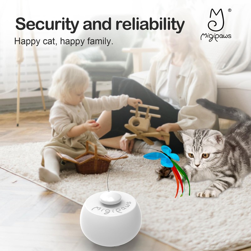Migipaws Interactive Cat Toys, Butterfly & Feather Kitten Toy,Automatic Spinning