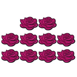 PATIKIL Rose Red Rose Embroidered Patch Applique, 10 Pcs Rose Sew on Iron on Decorative Patches for Repair Decoration Clothing Hats Jackets Backpack, 2.6"Lx2.2"W