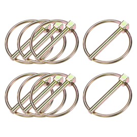 M METERXITY 8-Pack 1/4" Linch Pin with Ring, 1-31/32" Carbon Steel Lynch Pin Trailer Pins for Boat/Truck/Tractor/Trolley/Lawn Mower, Lock Clips Fastener Pin [6x50mm, Colored Zinc]