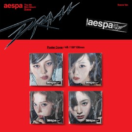 aespa - 4th Mini Album [Drama] (Scene Ver. - Random Ver.) Poster Cover + CD-R + Poster + Postcard + Sticker + 2 Pin Button Badges + 4 Extra Photocards