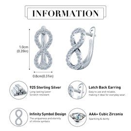 MICYUMI Women's 925 Sterling Silver Infinite Symbol Hoop Earrings Cubic Zirconia Earrings,Silver