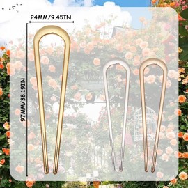 AYNKH Metal Hair Pins 3 Pieces U Shape Forks for Thick Hair Decorative Clips Accessories for Women and Girls Long Gold Silver Rose Gold