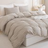 Litanika Queen Comforter Set Khaki, 3 Pieces Lightweight Seersucker Bedding