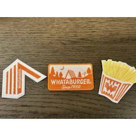 Embroidered Whataburger iron on patches for clothing or hats