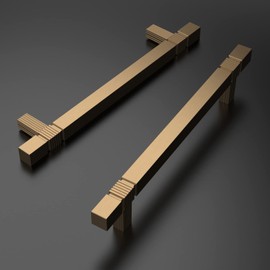 Amerdeco 10 Pack Champagne Bronze Cabinet Pulls 5 Inch Hole Center Cabinet Hardware Kitchen Cabinet Handles for Bathroom Champagne Gold Drawer Pulls Dresser Pulls T Bar ZH0021