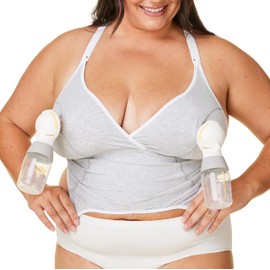 Bravado Designs 2-in-1 Pumping & Nursing Bra Hands Free for Maternity & Breastfeeding, Dove Heather Sustainable Fabric, Small Plus