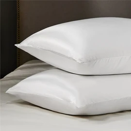 Bedsure Satin Pillowcase for Hair and Skin - Similar to Silk Pillowcase, Pillow Cases 2 Pack with Envelope Closure, Gifts for Women, Queen & Standard Size 50 x 75 cm, White