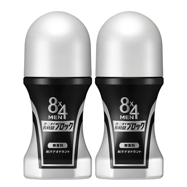 8x4 Men Roll-on Unscented, 2.0 fl oz (60 ml) x 2 Pack, Eight for Men Deodorant for Men