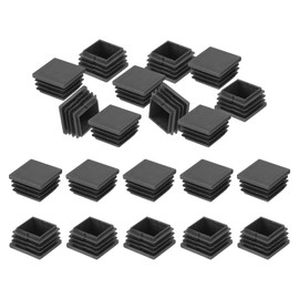 PATIKIL 1-3/16"x1-3/16" Plastic Tubing End Caps, 20Pcs Square Hole Plug Insert for Square Iron Pipe Chair Leg Table Bookshelves Patio Furniture, Black