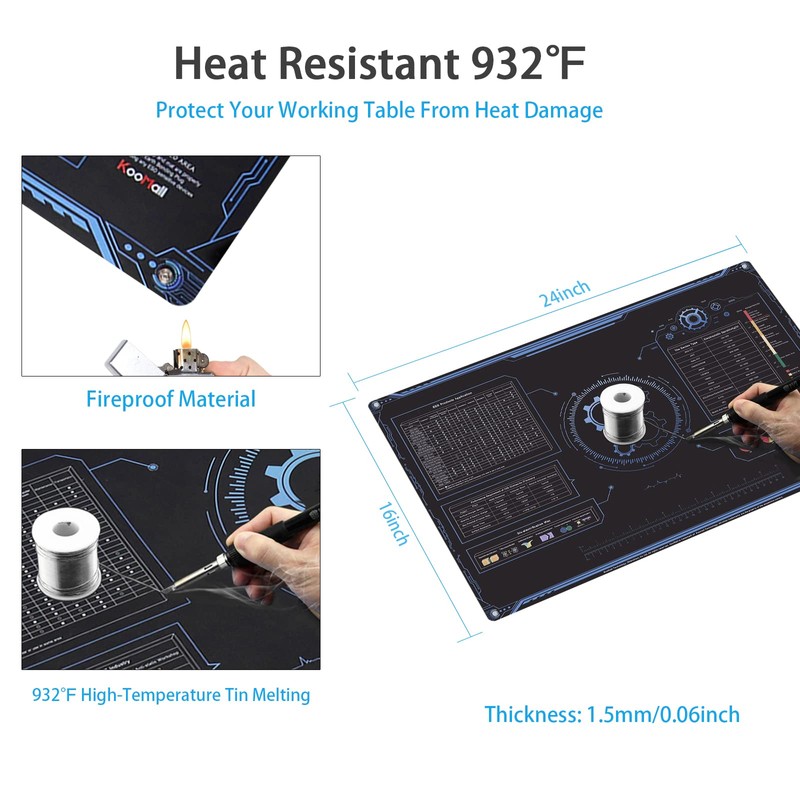 KooMall 24x16 Inch Anti Static Rubber Mat Kit for ESD