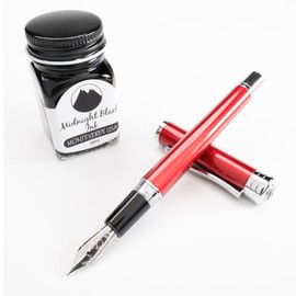 Monteverde USA Strata Fountain Pen Gift Set (Red) Fine Nib + Bottled Ink - Exquisite Pen for Men & Women, Graduates, Executives, and Gifting