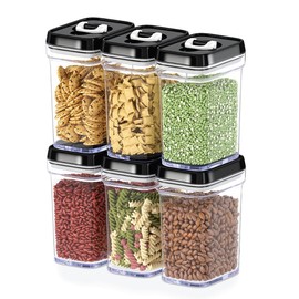 DWËLLZA KITCHEN Airtight Food Storage Containers with Lids – 6 Piece Set Air Tight Kitchen Storage Containers for Pantry Organization and Storage - Clear Plastic BPA-Free - Keeps Food Fresh & Dry