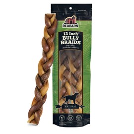 Redbarn 12" Premium Braided Bully Sticks for Dogs - Natural Single Ingredient Braid Treats, Long-Lasting Chews Made from Slow Roasted Beef, Rawhide-Free and Low Odor – 2 Count