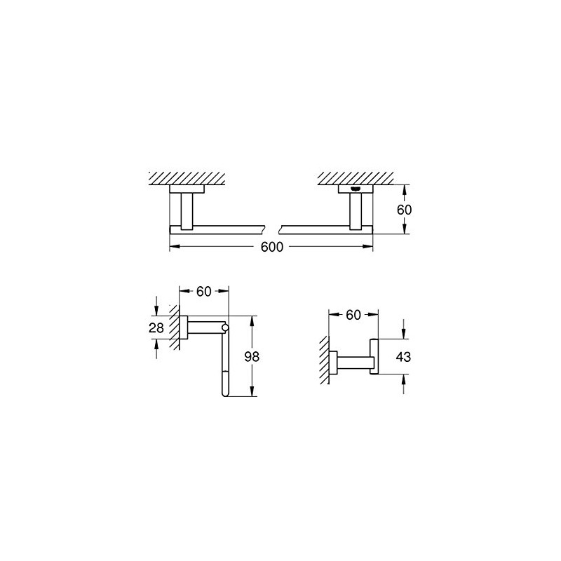 Grohe Essentials Cube 3-in-1 Bathroom Accessory Set, Polished Chrome