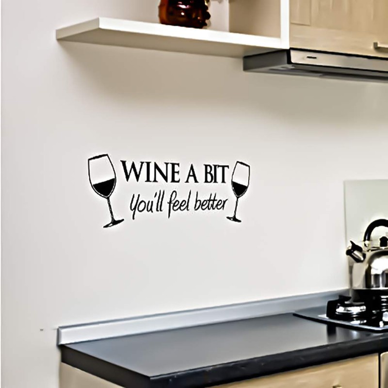 WINE A BIT KITCHEN Vinyl Wall Quote Sticker BY Cols