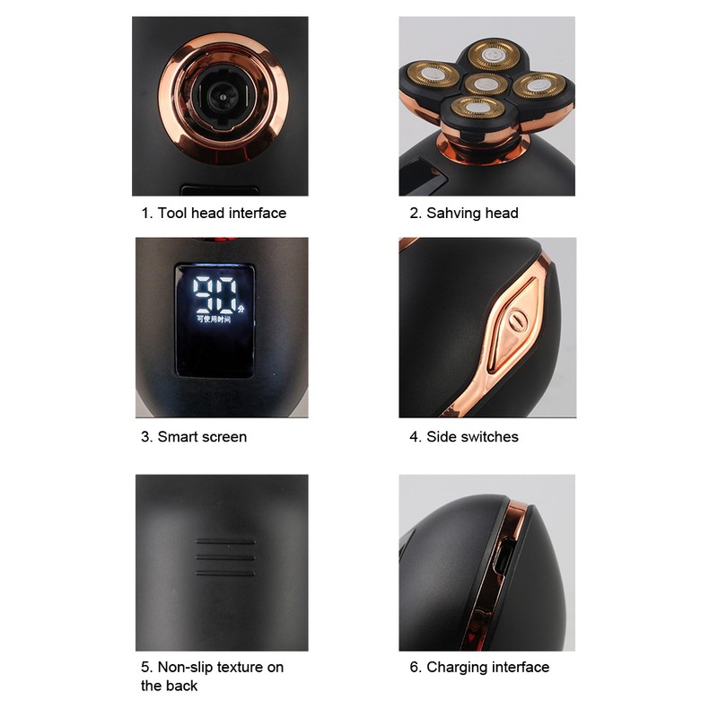 Electric Shaver Waterproof Rechargeable Beard Shaving Trimmer Hair ClipperBlack