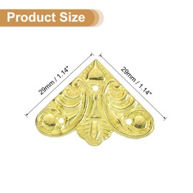 sourcing map 4Pcs Vintage Flat Corner Bracket, 1.1" x 1.1" Metal Desk Corner Protectors Zinc Alloy Decorative Edge Cover with Mounting Nail for Furniture Jewelry Box Gifts Box, Gold