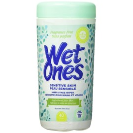 Wet Ones Sensitive Skin Hand Wipes, Unscented, Alcohol-Free Wet Wipes, 40 Count Canister
