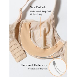 HACI Full Coverage Bra for Women Underwire Non Padded Minimizer Women's Plus-Size Everyday Bras for Large Bust(Beige,36C)