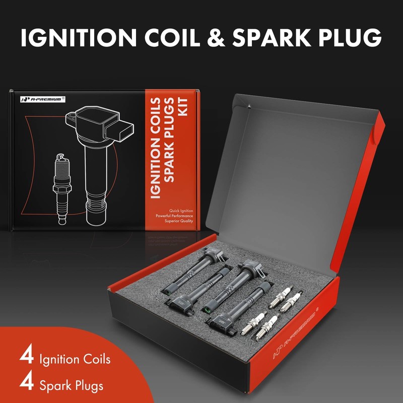 A-Premium Set of 4 Ignition Coil Pack and Iridium Spark