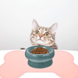 Dog Bowl Mat - Dog Food Bowl Mats for Floors Silicone Dog Food Mat Bone Shaped Feeding Mat with Raised Edges Pet Placemat for Preventing Food and Water Overflow Pink