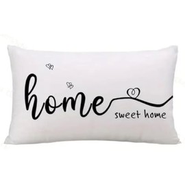 Home Sweet Home Decorative Throw Pillow Cover, White with Black Text, 50 cm x 30 cm Cushion, No insert