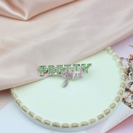 Scwasen Greek Sorority Paraphernalia Bracelet Gifts Pink and Green Sorority Jewelry Rhinestone Brooch Necklace Sisterhood Graduation Gift for Women (Pretty Brooch)