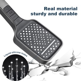 Shower Head with Hose, 7 Jet Types, Shower Head, Rain Shower, Shower Head, Water-Saving with 1.5 m Explosion-proof Hose (Grey)