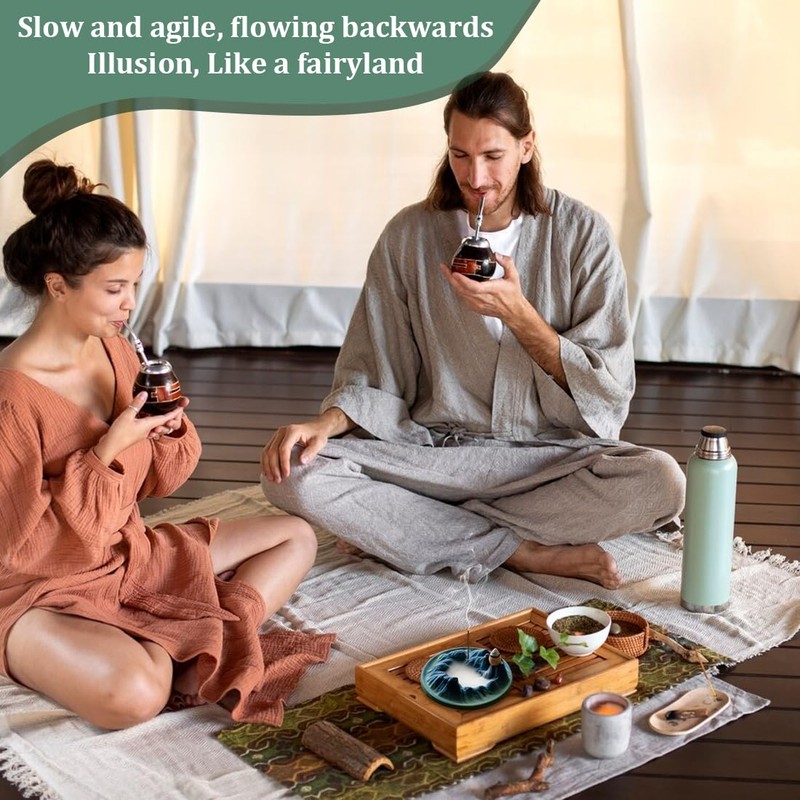 NHQZ Mountain Shape Backflow Incense Burner, Ceramic Incense Holder, Waterfall
