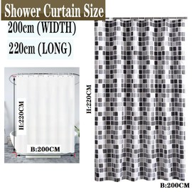 Narunii Duschvorhang 200x220 cm (BxH),Anti-Schimmel Anti-Bakteriell Wasserabweisender Shower Curtains mit 12 Duschvorhängeringen (Mosaïque, 200x220 cm(BxH))