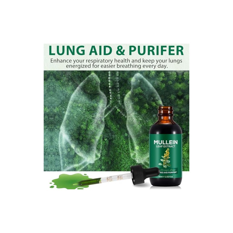 2 Pack Mullein Drops for Lungs, Mullein Leaf Extract with