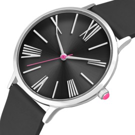 Bisley Women Watch Black Silicone Strap Easy to Read Analog Waterproof Watch