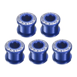 sourcing map 5pcs Double Chain Ring Bolts M8 Aluminum Alloy Bicycle Crankset Nut Chainwheel Screws for Road Bike Mountain Bike, Blue