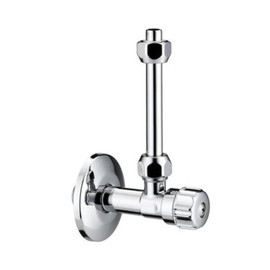 Schläfer 1437200 | Square Brass Stop Valve for Toilet Cistern 1/2 Inch, Copper Pipe Diameter 10 mm x 10 cm and Rosette Water Outlet 3/8 Chrome